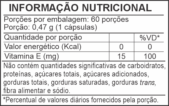 Informação Nutricional - VITAMINA E